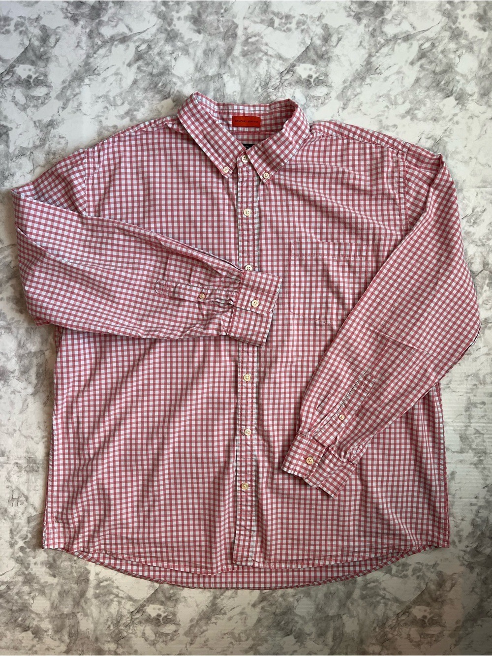 St. John's Bay Red Gingham Button-Down Shirt